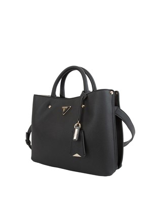 Borsa a mano Guess Jeans in ecopelle nera effetto martellato in DONNA