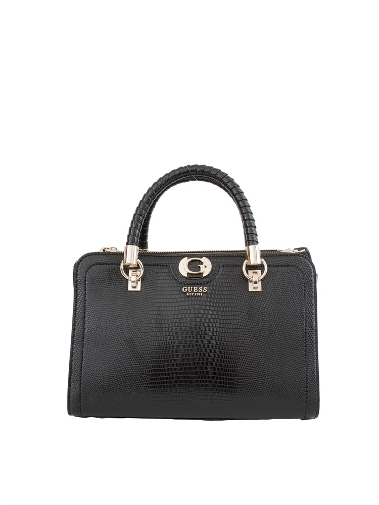 Borsa a mano Guess Jeans in similpelle nera effetto coccodrillo