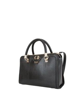 Borsa a mano Guess Jeans in similpelle nera effetto coccodrillo in DONNA