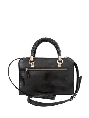 Borsa a mano Guess Jeans in similpelle nera effetto coccodrillo in DONNA