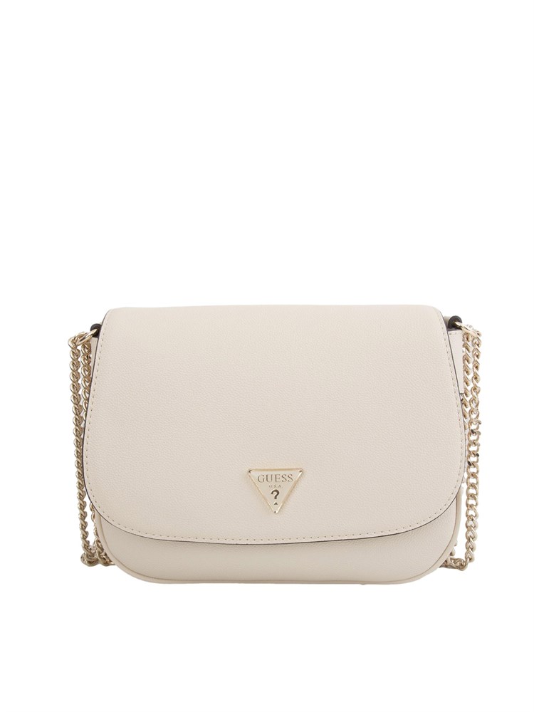 Borsa a spalla Guess Jeans in ecopelle color panna in tinta unita