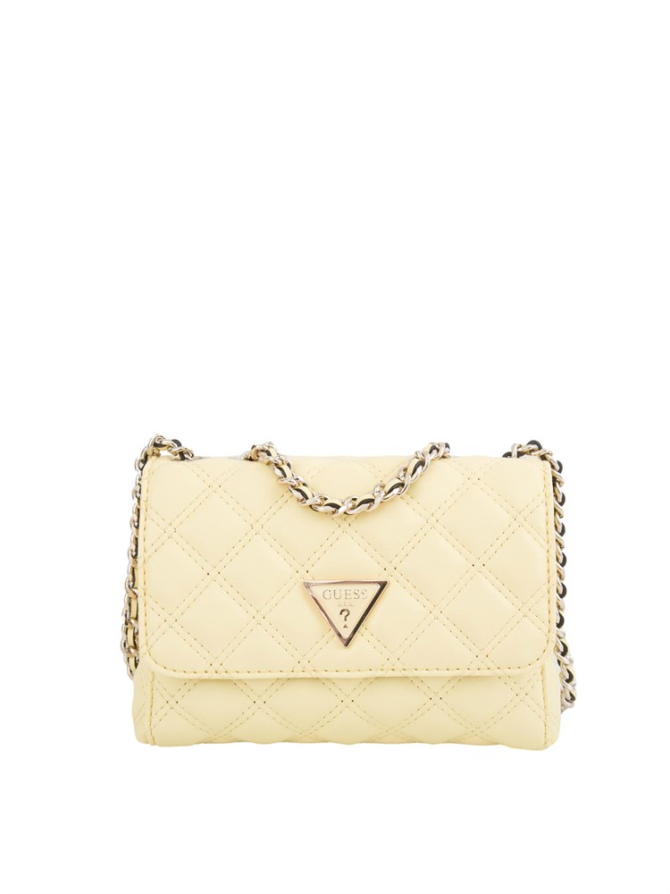 Borsa a tracolla Guess Jeans in similpelle trapuntata gialla e tracolla catena
