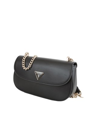 Borsa a spalla Guess Jeans in ecopelle nera liscia con tracolla a catena in DONNA