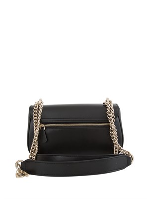 Borsa a spalla Guess Jeans in ecopelle nera liscia con tracolla a catena in DONNA