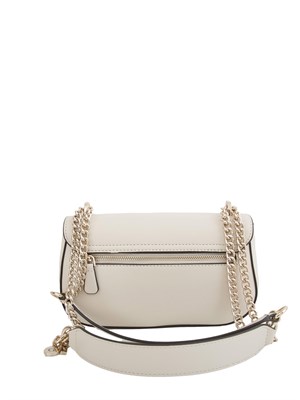 Borsa a spalla Guess Jeans in ecopelle color panna liscia con tracolla a catena in DONNA