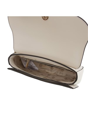 Borsa a spalla Guess Jeans in ecopelle color panna liscia con tracolla a catena in DONNA