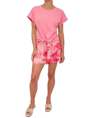 T-shirt rosa Liu Jo donna con spacco davanti e lettering strass dietro in DONNA