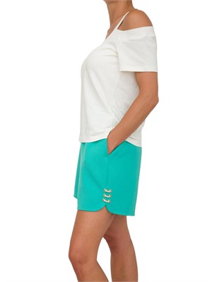 T-shirt bianca Liu Jo donna modello cut out su spalle e logo a contrasto in DONNA