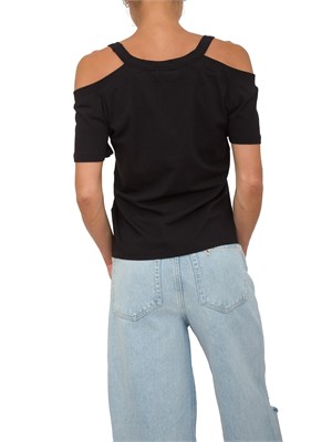 T-shirt nera Liu Jo donna modello cut out su spalle e logo a contrasto in DONNA