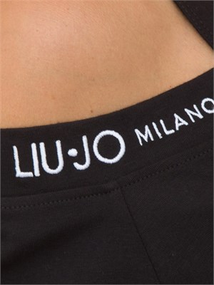 T-shirt nera Liu Jo donna modello cut out su spalle e logo a contrasto in DONNA