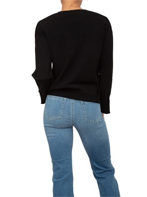 Maglia nera Nenette con scollo V e maniche con taglio e inserto oro in DONNA