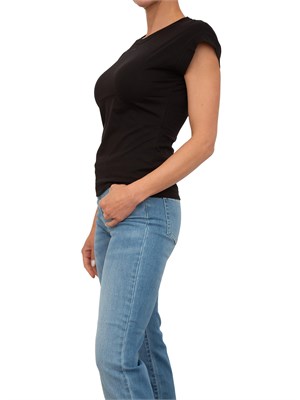 T-shirt nera Nenette maniche corte e logo monogram tono su tono in DONNA