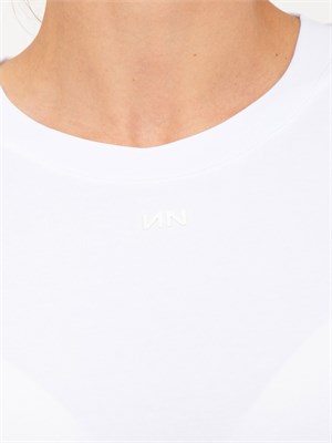 T-shirt bianca Nenette maniche corte e logo monogram tono su tono in DONNA