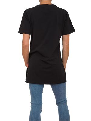 T-shirt nera Liu Jo donna con spacchi laterali e bottoni dorati in DONNA