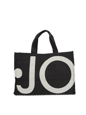 Tote bag Liu Jo donna tessuto jacquard nero con maxi logo in DONNA
