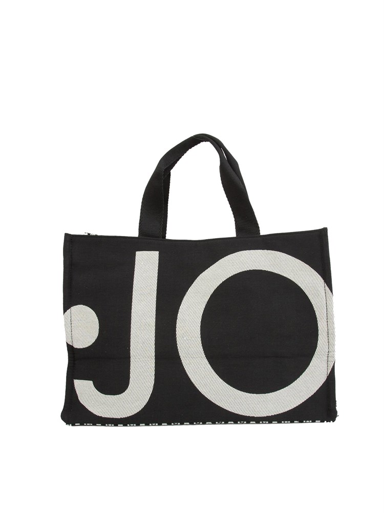 Tote bag Liu Jo donna tessuto jacquard nero con maxi logo