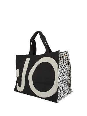 Tote bag Liu Jo donna tessuto jacquard nero con maxi logo in DONNA