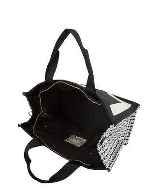Tote bag Liu Jo donna tessuto jacquard nero con maxi logo in DONNA