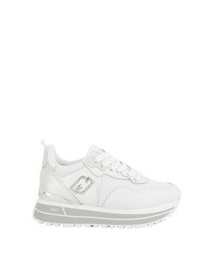 Sneakers bianche Liu Jo in pelle e mesh con logo LJ metallico in DONNA