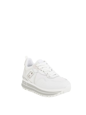 Sneakers bianche Liu Jo in pelle e mesh con logo LJ metallico in DONNA
