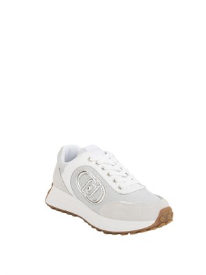 Sneakers bianche Liu Jo con logo argento e battistrada sul tallone. in DONNA