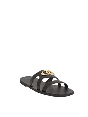 Ciabatte flat Liu Jo in pelle nera con maxi logo monogram in DONNA