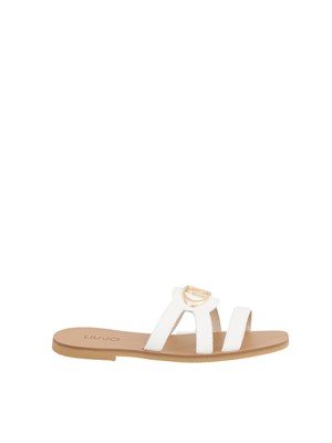 Ciabatte flat Liu Jo in pelle bianca con maxi logo monogram in DONNA