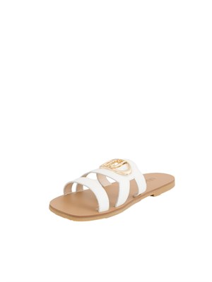 Ciabatte flat Liu Jo in pelle bianca con maxi logo monogram in DONNA