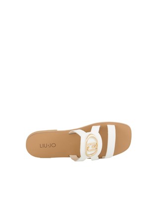 Ciabatte flat Liu Jo in pelle bianca con maxi logo monogram in DONNA