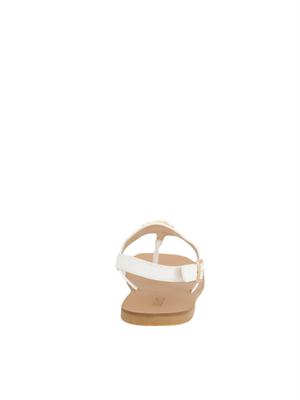 Sandali infradito Liu Jo in pelle bianca con logo monogram e chiusura cinturino in DONNA