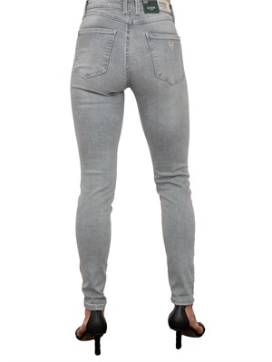 Pantalone denim cinque tasche Guess Jeans in misto cotone grigio in DONNA