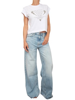 Jeans chiaro donna Guess Jeans modello relaxed con lavaggio scolorito in DONNA