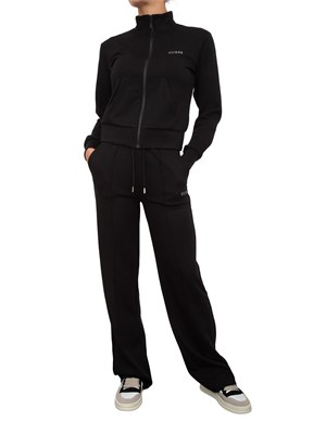 Felpa nera Guess Jeans donna con collo alto e logo lettering in DONNA