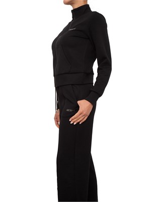 Felpa nera Guess Jeans donna con collo alto e logo lettering in DONNA