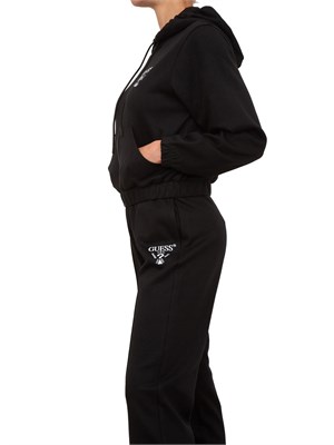 Felpa nera Guess Jeans donna con cappuccio e logo in DONNA