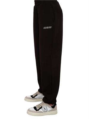 Pantalone jogger nero Guess Jeans donna con logo strass in DONNA