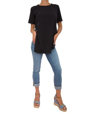Jeans skinny Liu Jo donna con risvolto con strass logo monogram in DONNA