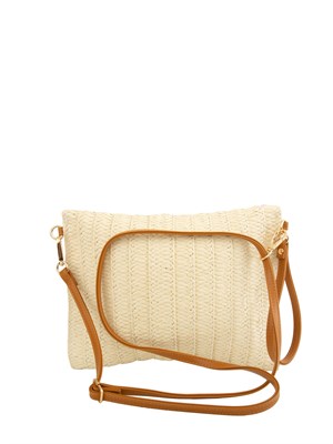 Pochette in paglia Liu Jo donna con frange e logo lettering rosa in DONNA