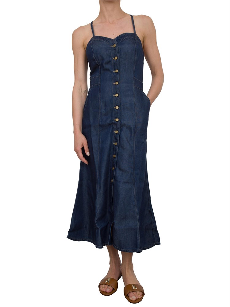 Abito midi Guess Jeans in lyocell di denim scuro superleggero