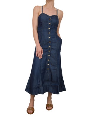 Abito midi Guess Jeans in lyocell di denim scuro superleggero in DONNA