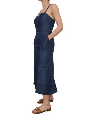 Abito midi Guess Jeans in lyocell di denim scuro superleggero in DONNA