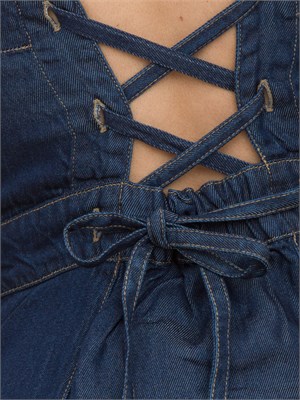 Abito midi Guess Jeans in lyocell di denim scuro superleggero in DONNA