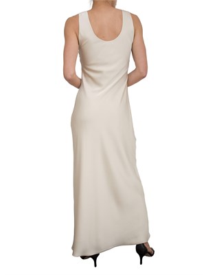 Abito lungo Kocca avorio effetto raso design minimal con catena oro in DONNA