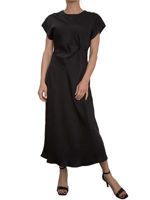 Abito elegante Kocca nero effetto raso con drappeggio in DONNA