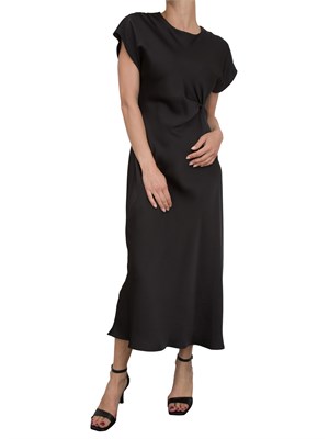 Abito elegante Kocca nero effetto raso con drappeggio in DONNA