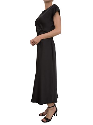 Abito elegante Kocca nero effetto raso con drappeggio in DONNA