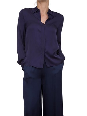 Camicia manica lunga Kocca in viscosa blu con bottoni nascosti in DONNA