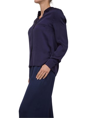 Camicia manica lunga Kocca in viscosa blu con bottoni nascosti in DONNA