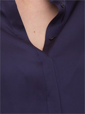 Camicia manica lunga Kocca in viscosa blu con bottoni nascosti in DONNA