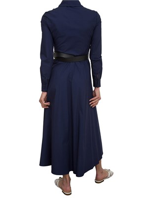 Abito lungo chemisier Kocca in cotone blu con chiusura bottoni e cintura in vita in DONNA